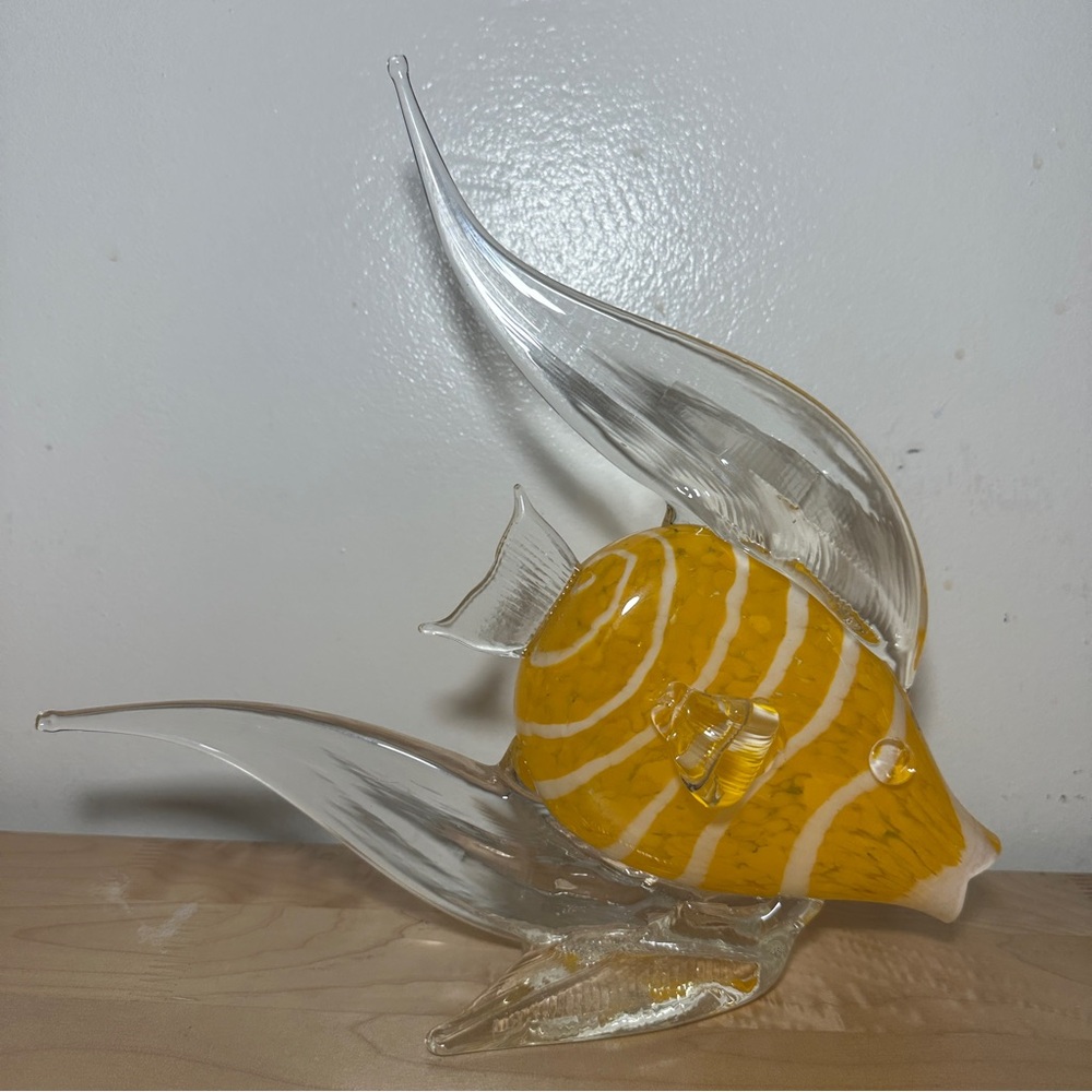 Large Murano Style Angelfish 12” Art Glass Fifth Avenue Crystal Hand Blown
